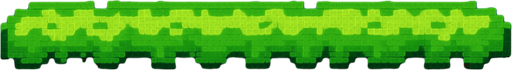 El suelo debe ser una plataforma horizontal clara y visible en la parte inferior de la pantalla, con diseño tipo césped verde brillante sobre tierra marrón, estilo pixel art, con bordes irregulares o redondeados para que no se vea plano ni rígido; puede tener pequeños detalles como piedritas o raíces, pero sin recargarlo, y debe contrastar bien con el cielo para que el personaje destaque al caminar sobre él..
In-Game asset.  2d.  High contrast.  No shadows