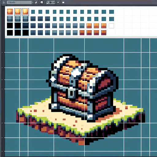 Un cofre del tesoro pixelado.
Single Game Texture.  In-Game asset.  2d.  Blank background.  High contrast.  No shadows