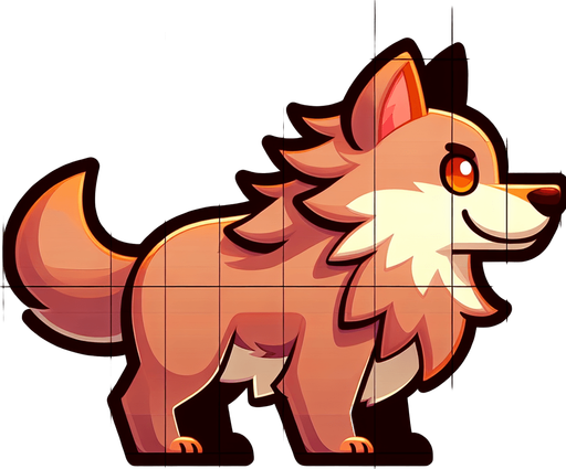 Cartoon wolf.
Single Game Texture. In-Game asset. 2d. Blank background. High contrast. No shadows.