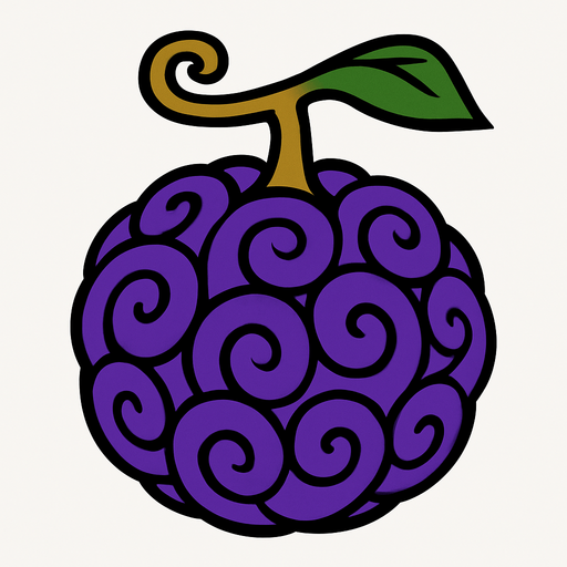 fruta del diablo.
In-Game asset.  2d.  High contrast.  No shadows