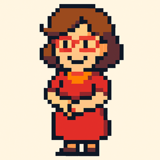 pixel art mom.
In-Game asset.  2d.  High contrast.  No shadows