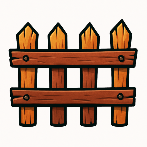 Fark fence.
In-Game asset.  2d.  High contrast.  No shadows