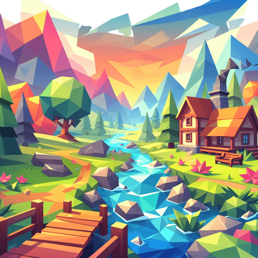 low poly vibrant background.
Single Game Texture.  In-Game asset.  2d.  Blank background.  High contrast.  No shadows