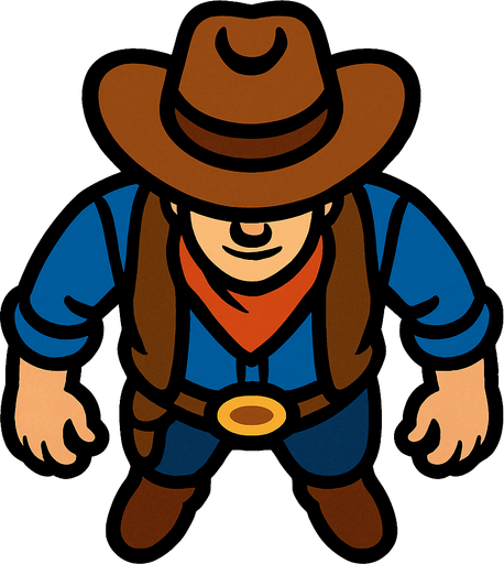 Top view cowboy good..
In-Game asset.  2d.  High contrast.  No shadows