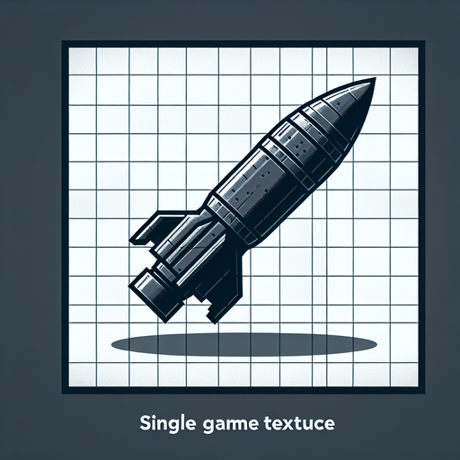 Missile 2d of a fighter plane.
Single Game Texture. In-Game asset. 2d. Blank background. High contrast. No shadows.