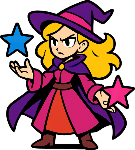 Estella la dresseuse de pouvoirs.
In-Game asset.  2d.  High contrast.  No shadows