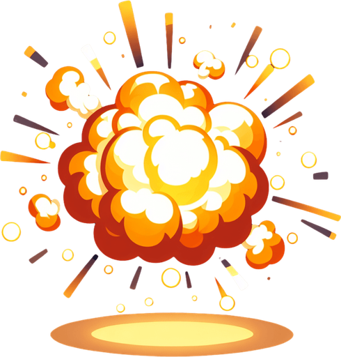 a small explosion.
Single Game Texture.  In-Game asset.  2d.  Blank background.  High contrast.  No shadows
