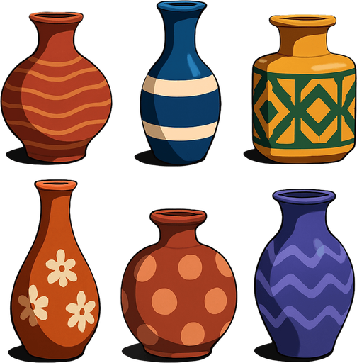 Pack of different vases.
In-Game asset.  High contrast.  No shadows. 3D
