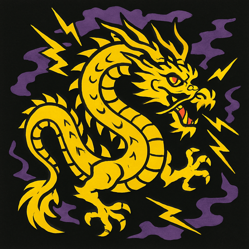 Dragon jaune du tonnerre et du vide.
In-Game asset.  2d.  High contrast.  No shadows