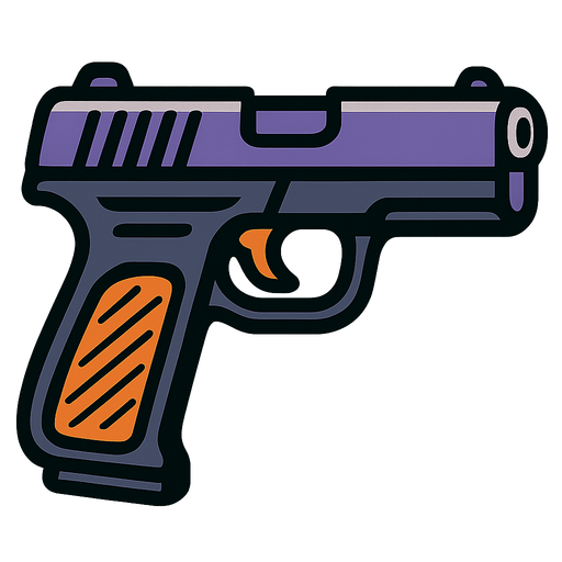 Gun.
In-Game asset.  2d.  High contrast.  No shadows