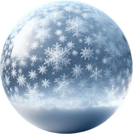 transparent snow sphere.
Single Game Texture. In-Game asset. 2d. Blank background. High contrast. No shadows.
