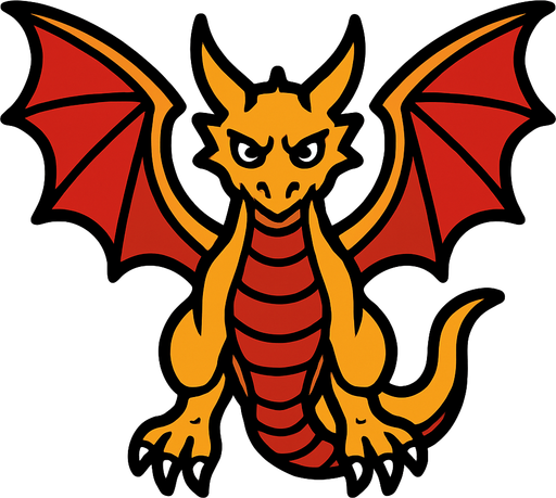 fronf view flying  image dragon with 3 
In-Game asset.  2d.  High contrast.  No shadows
