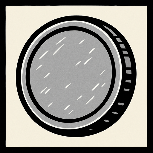 flat black framed silver coin
In-Game asset.  2d.  High contrast.  No shadows