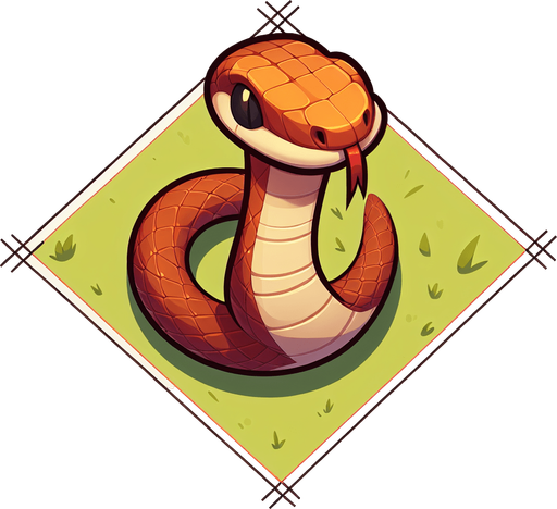 Single snake head segment. Seen from above. Cartoon..
Single Game Texture. In-Game asset. 2d. Blank background. High contrast. No shadows.