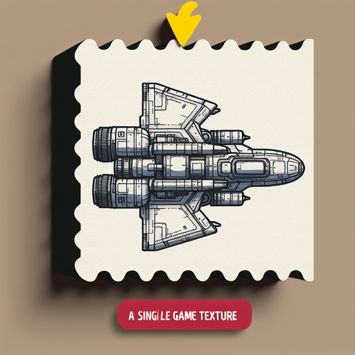 Space craft facing upwards.
Single Game Texture. In-Game asset. 2d. Blank background. High contrast. No shadows.