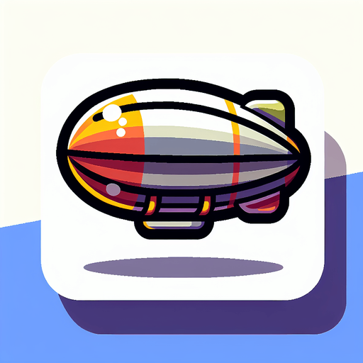 Дирижабль, мультяшный.
Single Game Texture.  In-Game asset.  2d.  Blank background.  High contrast.  No shadows