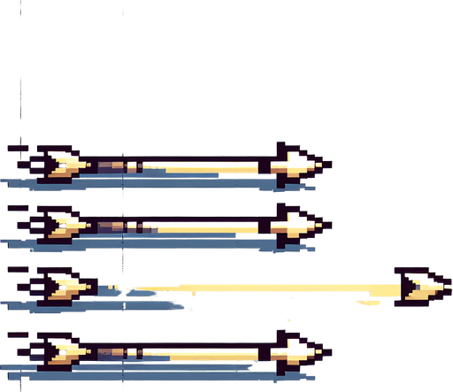 GIF animation of arrows  animation with a spark at the end of the sprite animation.
Sprite Game Texture. In-Game asset. 2d. Blank background. High contrast. No shadows.
