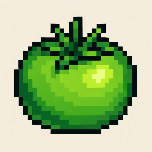 tomate verde de pixeles.
In-Game asset.  2d.  High contrast.  No shadows