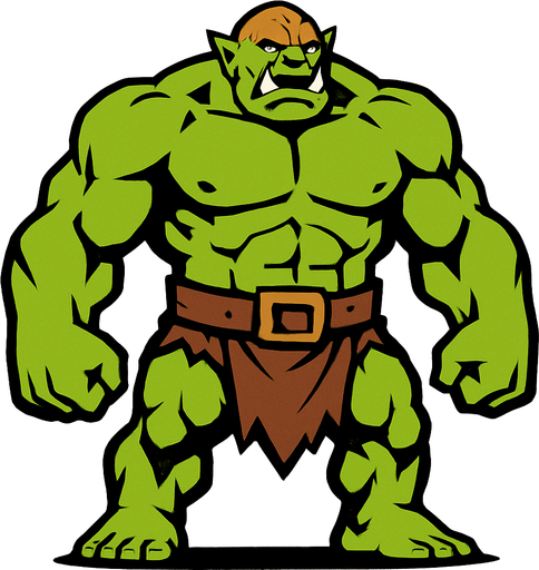 Ogro músculoso y gigante.
In-Game asset.  2d.  High contrast.  No shadows