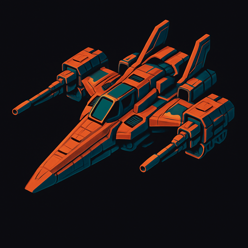 uzay savaş gemisi.
In-Game asset.  2d.  High contrast.  No shadows