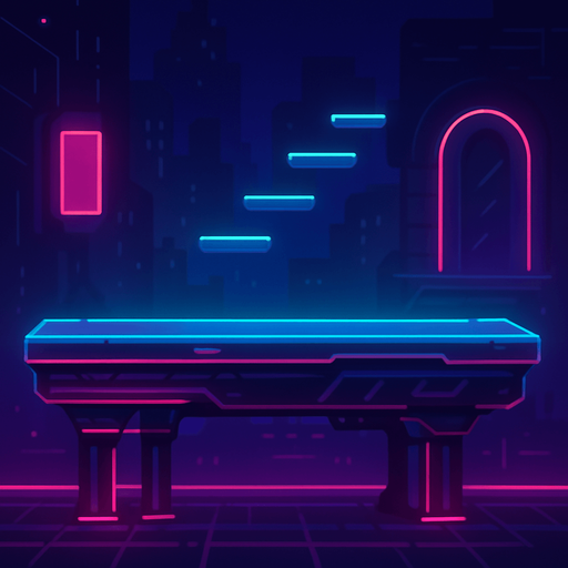 Neon cyberpunk futuristic glowing side-view 2d platformer style platform flat top