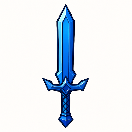 Sharp blue sword.
In-Game asset.  2d.  High contrast.  No shadows