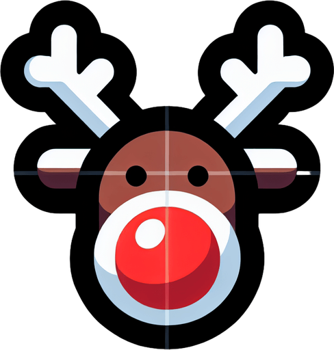 rudolf the red nose raindeer Single Game Texture. In-Game asset. 2d. Blank background. High contrast. No shadows.