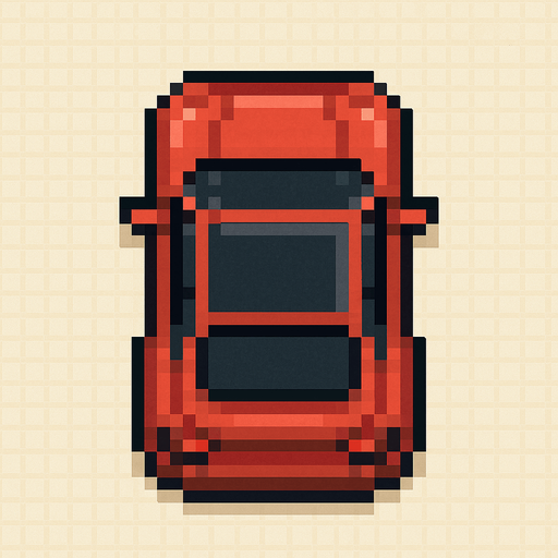 Üssten görünümlü bir pixel olarak bir araba yarat.
In-Game asset.  2d.  High contrast.  No shadows. Pixel