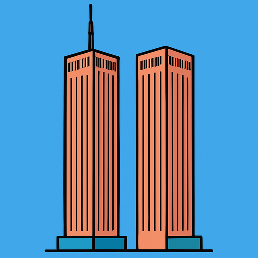 Torres gemelas.
In-Game asset.  2d.  High contrast.  No shadows