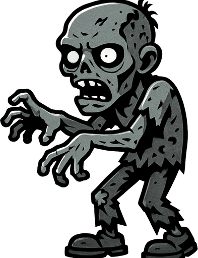 Grey zombie.
In-Game asset.  2d.  High contrast.  No shadows