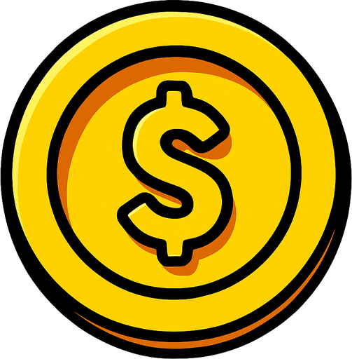 Coin icon.
In-Game asset.  2d.  High contrast.  No shadows