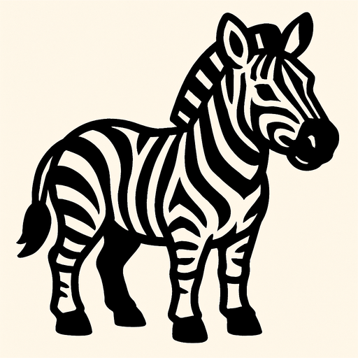 A zebra.
In-Game asset.  2d.  High contrast.  No shadows