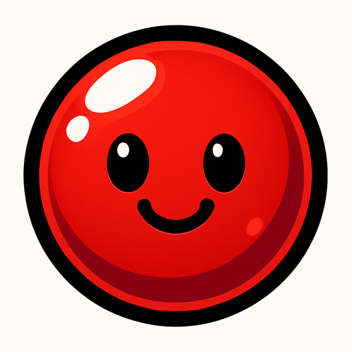 Mutlu, kırmızı renkli bir bubble.
In-Game asset.  2d.  High contrast.  No shadows