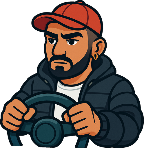 Turkish roadmen, holding steerwheel in the car 

2d.  No shadows. In game usage, no background