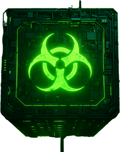 Toxin top square of tower facing the screen to use it as a grid. future. seen from above. Cyberpunk. abstract. HD colors. green color. No Diagonal images.