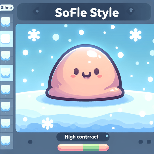 Un slime RPG nevado con estilo suave y simple.
Single Game Texture.  In-Game asset.  2d.  Blank background.  High contrast.  No shadows