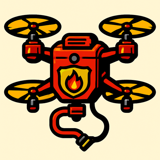 fire fighter drone.
In-Game asset.  2d.  High contrast.  No shadows