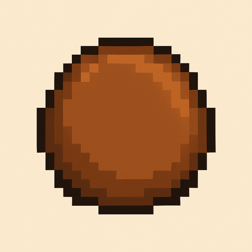 pixel art circle brown.
In-Game asset.  2d.  High contrast.  No shadows