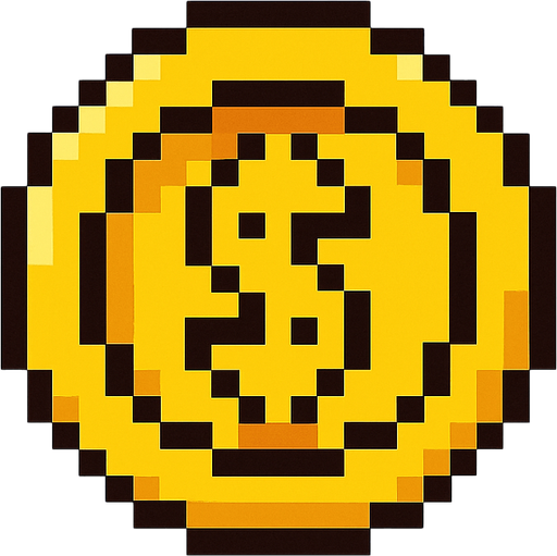 pixel art coin 2d.
In-Game asset.  2d.  High contrast.  No shadows