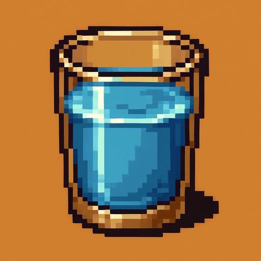 un vaso con agua estilo pixel art metal slug.
In-Game asset.  2d.  High contrast.  No shadows