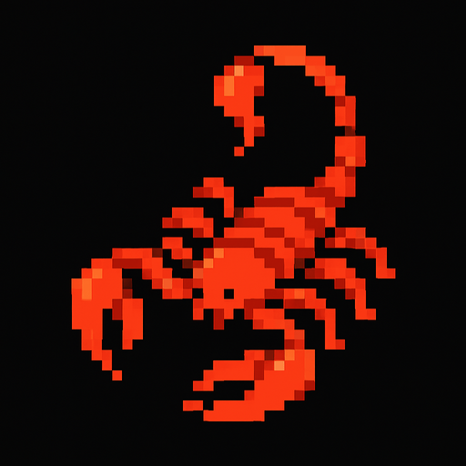 pixel akrep yap.
In-Game asset.  2d.  High contrast.  No shadows