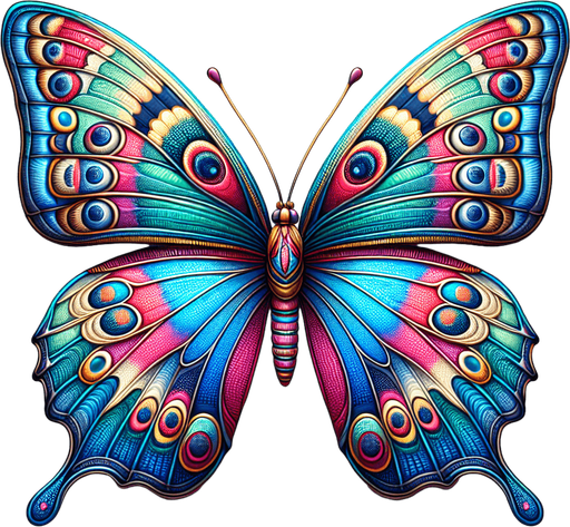 Create a butterfly.
Single Game Texture.  In-Game asset.  2d.  Blank background.  High contrast.  No shadows