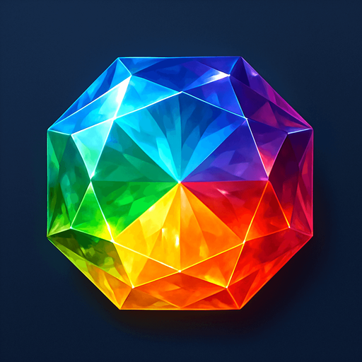 beautiful rainbow gem. realistic.
In-Game asset.  2d.  High contrast.  No shadows