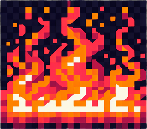 strip of fire. pixelart..
Single Game Texture. In-Game asset. 2d. Blank background. High contrast. No shadows.