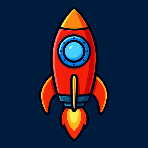 Vertical rocket.
In-Game asset.  2d.  High contrast.  No shadows