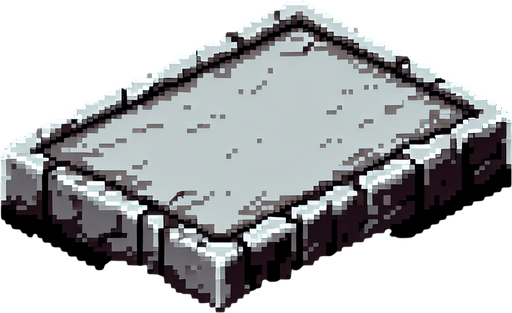 pixel art of a empty stone slab.
Single Game Texture. In-Game asset. 2d. Blank background. High contrast. No shadows.