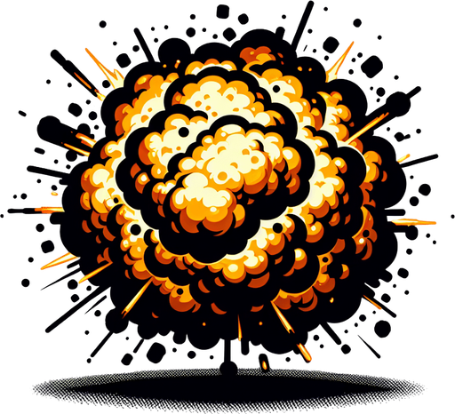 Explosion.
Single Game Texture. In-Game asset. 2d. Blank background. High contrast. No shadows.
