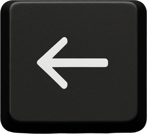 BLACK BACKSPACE BUTTON BUT JUST THE BACKWARD ARROW. FRONT VIEW
