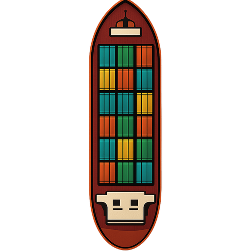 Long Cargo ship top down.
In-Game asset.  2d.  High contrast.  No shadows
