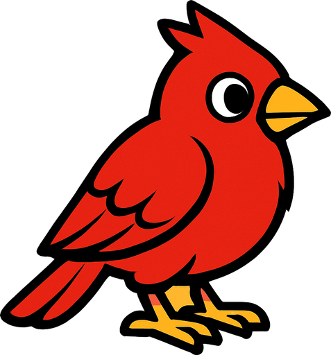 a red bird.
In-Game asset.  2d.  High contrast.  No shadows
